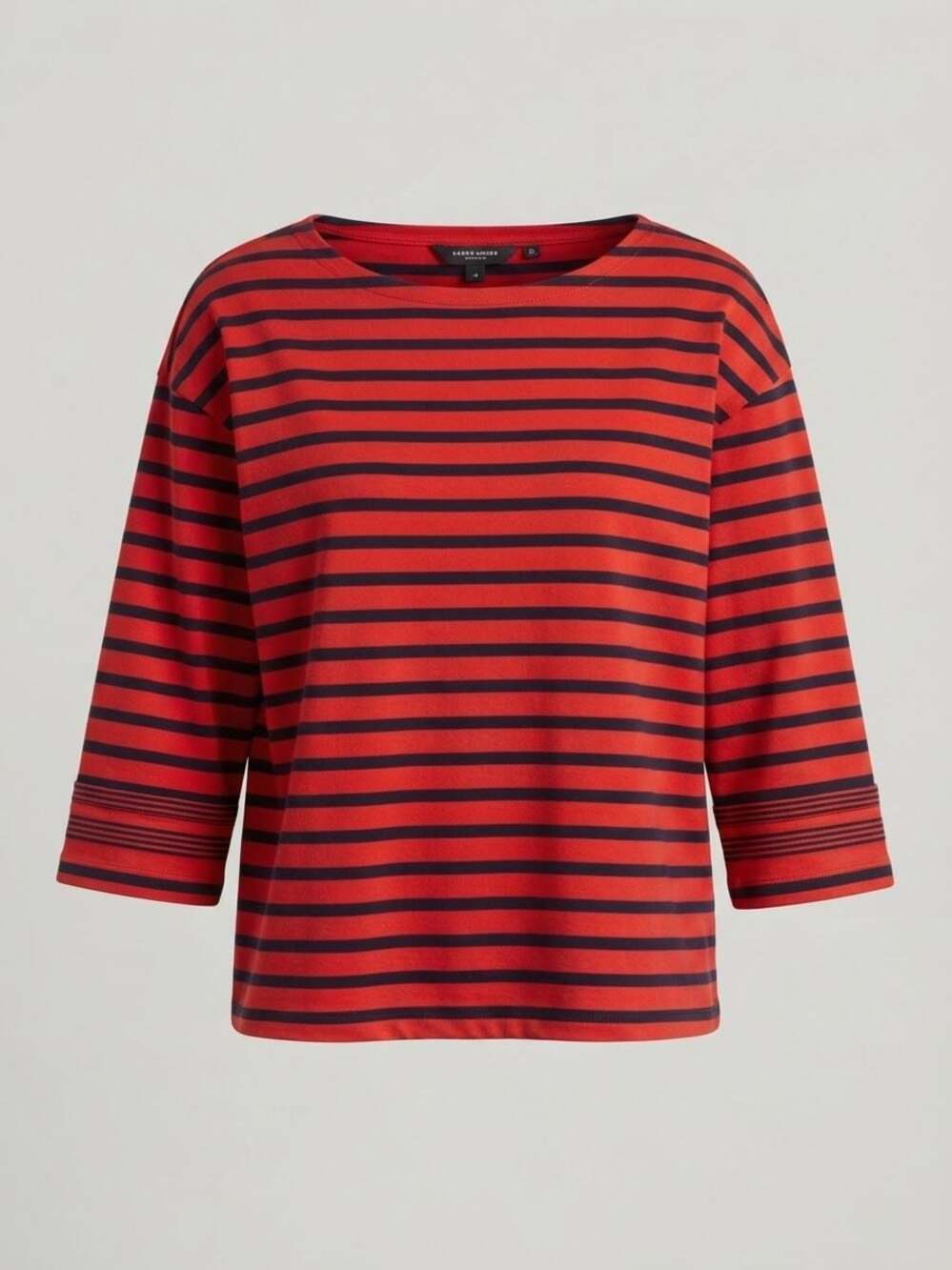 J.Crew Red and Navy Blue Striped 3/4 Sleeve Top Shirt Small